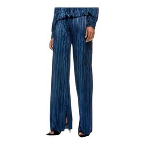 Sabina Musayev The York Pant Metallic Blue Micro Pleats Size Medium